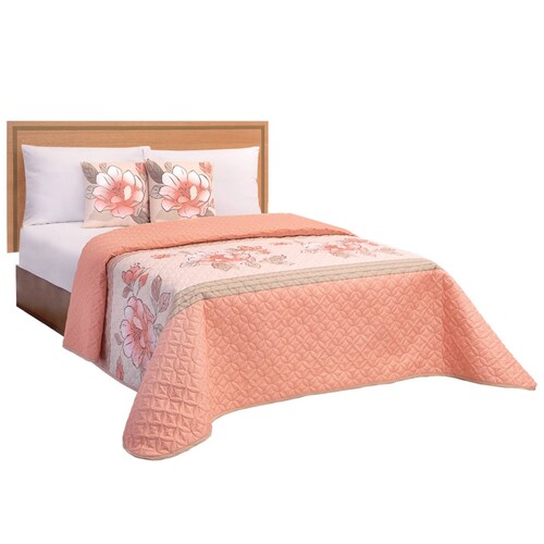 Edredón Ligero Matrimonial Salmón Dos Vistas  Flora.