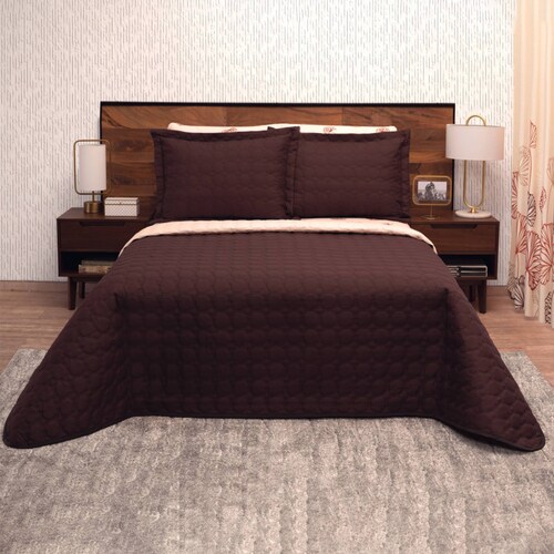 Edredón Ligero Matrimonial Beige  Dos Vistas  Mali.