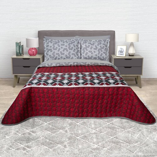 Edredón Ligero Matrimonial Rojo Dos Vistas  Audrey.