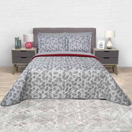 Edredón Ligero Matrimonial Rojo Dos Vistas  Audrey.