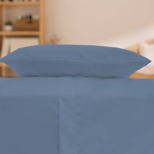 Sábanas Spring Air Individual Azul Acero y Almohada osos