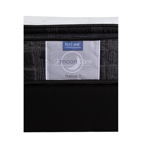 Colchón Individual Restonic Native + Box Black Dicasa + Sábanas
