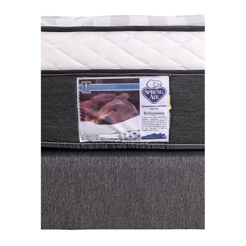 Colchón Matrimonial Spring Air United Con Box Gris, Sábanas y Almohada Oso