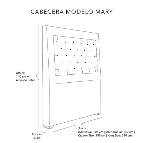 Cabecera Individual Dicasa Mary Alessa Chocolate