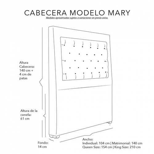 Cabecera Individual Dicasa Mary Alessa Chocolate