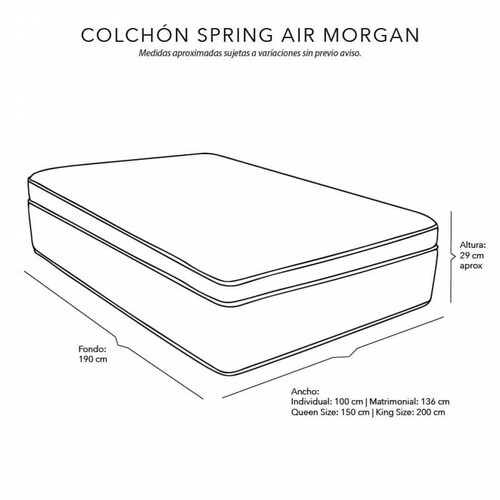 Colchón Individual Spring Air Morgan con Cabecera Argos Dicasa