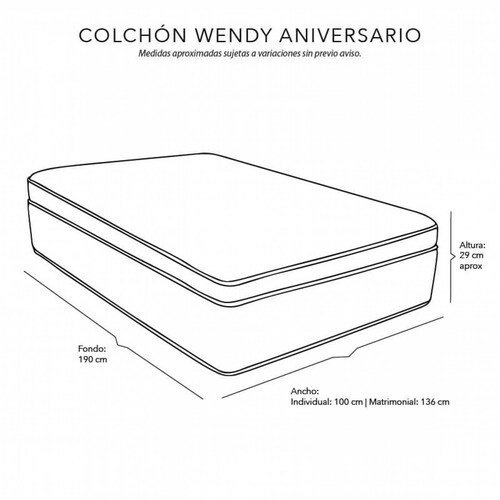 Colchón Individual Wendy Aniversario con Cabecera Capri Dicasa