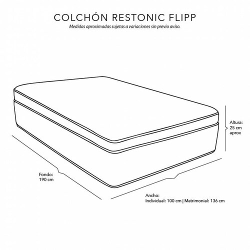 Colchón Matrimonial Restonic Flip con Cabecera Catania Dicasa
