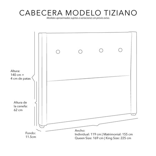 Cabecera Individual Diacasa Tiziano Negro 