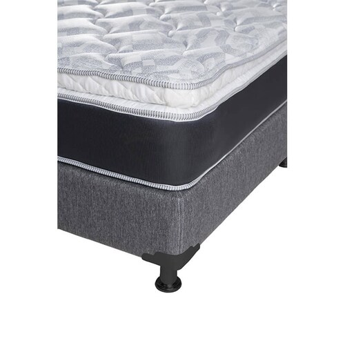 Colchón Spring Air Marte individual con box gris, protector, sábanas, almohada y edredón..