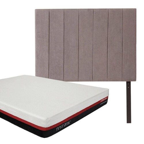 Colchon Matrimonial Restonic Roll Con Cabecera Argos Gris.