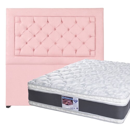 Colchón Queen Size Spring Air Jupiter con Cabecera Mary Rosa