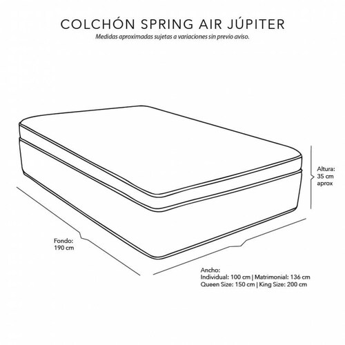Colchón Queen Size Spring Air Jupiter con Cabecera Mary Rosa