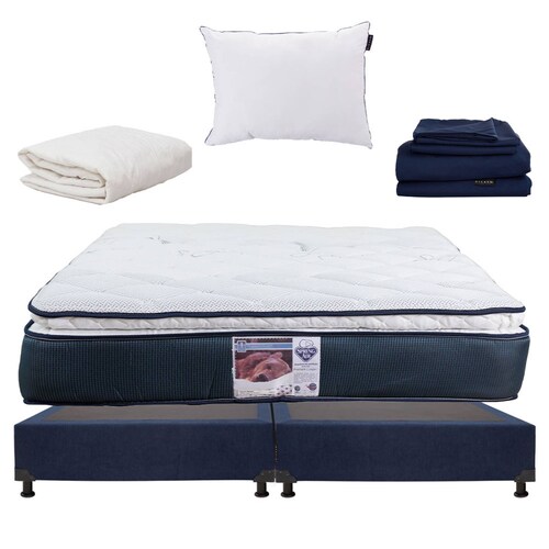 Colchon King Size Spring Air Monaco con Box, Almohada One, Sabanas y Protector