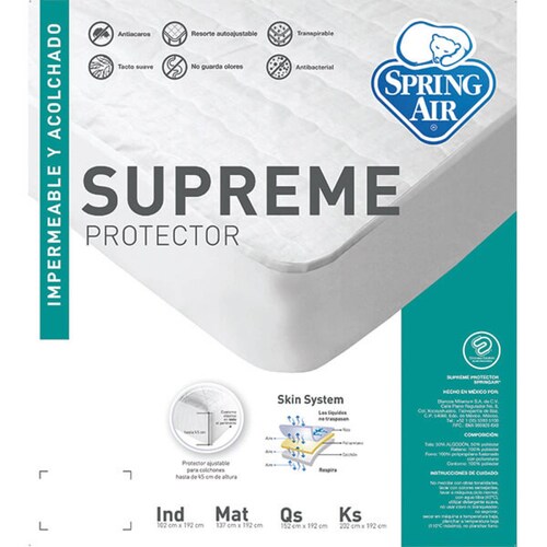 Colchon King Size Spring Air Monaco con Box, Almohada One, Sabanas y Protector