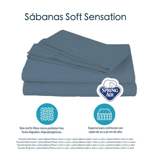 Colchon Matrimonial Spring Air Phantom Con Almohada Oso, Protector y Sabanas