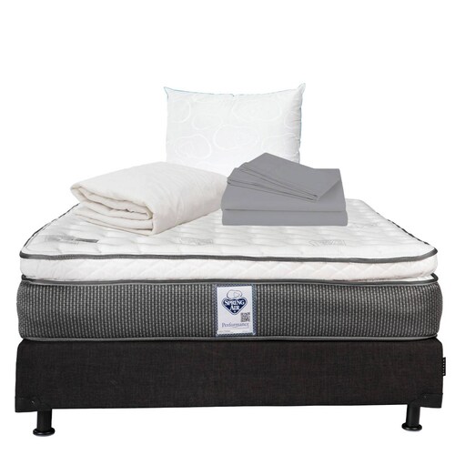 Colchon Matrimonial Spring Air Phantom Con Box Negro, Almohada Oso, Protector y Sabanas