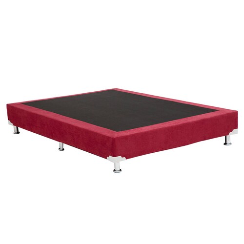 Colchon Matrimonial Spring Air Monaco Con Cabecera Bora y Box Rojo Con Gris