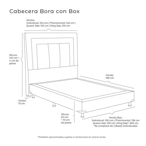 Colchon Matrimonial Spring Air Monaco Con Cabecera Bora y Box Rojo Con Gris
