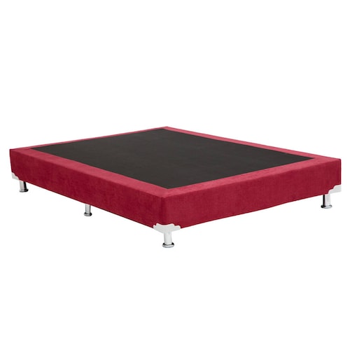 Colchon Matrimonial Spring Air Omega Con Cabecera Bora y Box Rojo Con Gris