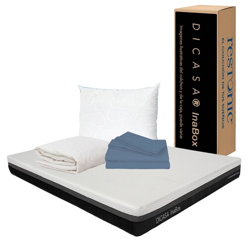 Colchon King Size InaBox Con Almohada Oso, Protector y Sabanas.