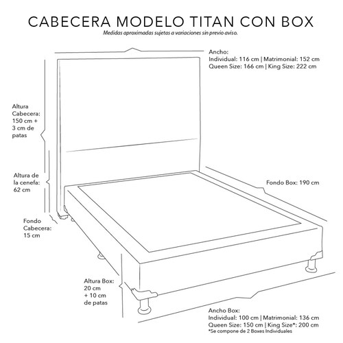 Kit De 6 Patas Para Box Spring Color Nogal 15 Cm De Altura