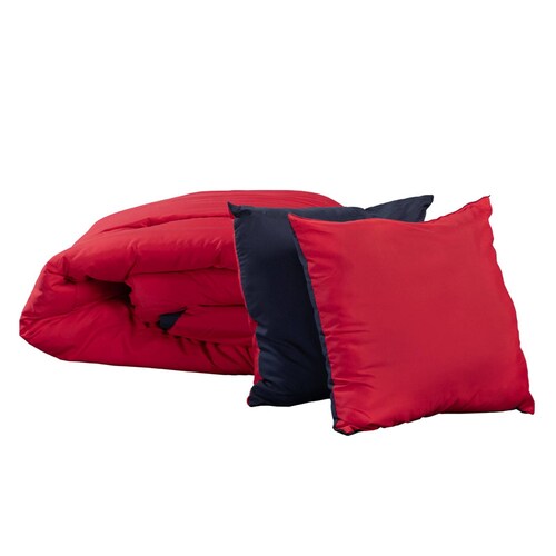 Set Edredon individual Dicasa Couzy Doble Vista Azul con Rojo