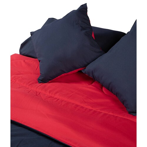 Set Edredon individual Dicasa Couzy Doble Vista Azul con Rojo