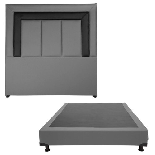 Colchón Matrimonial Spring Air Marte con Cabecera Dicasa Vento y Box Gris