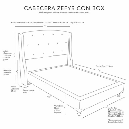 Cabecera Queen Size Dicasa Zefyr con Box Rojo