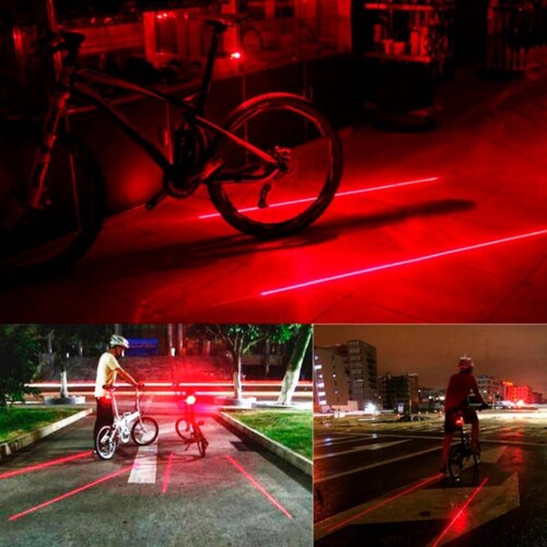 Lampara Trasera Para Bicicleta Luz Leds y LÃ¡ser
