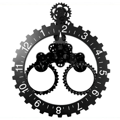 Reloj de pared engranajes industrial mecanico 3D