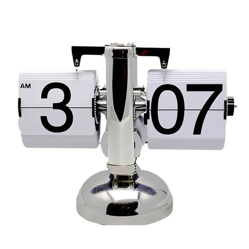 Reloj de mesa retro flip de 1 base (blanco)