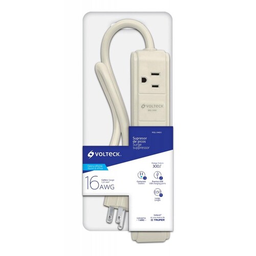 Multicontacto 3 Entradascon 2 Entradas Usb At Volteck 