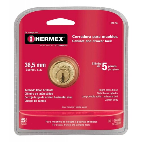 Cerradura Para Mueble Modelo 25 Latón Hermex 