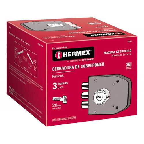 Cerradura De Sobreponer 3 Barras Hermex 