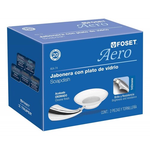 Jabonera Con Plato De Vidrio Línea Aero Foset 