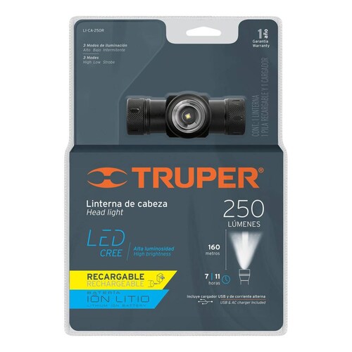 Linterna tipo minero 1 Led Recargable Truper 