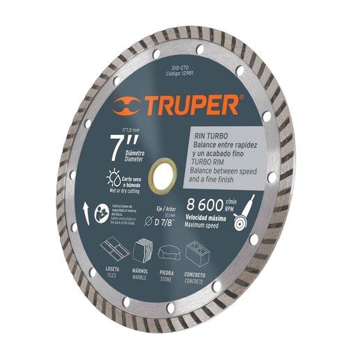 Disco De Diamante Rin Turbo Diámetro 7' Truper 