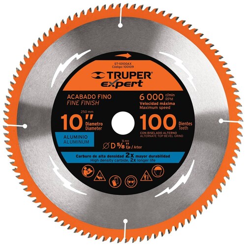 Disco sierra p/aluminio 10', 100dpp, centro 5/8',Expert Expert 