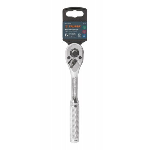 Matraca Triple Cuadro Para Dados De 1/4' 3/8' Truper 