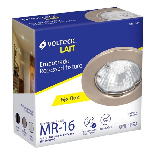 Luminario Empotrado Fijo Satín Para Mr16 Volteck 