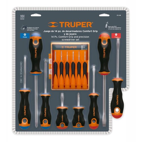 Juego De Desarmadores Comfort Grip 14pzs Blis Truper 