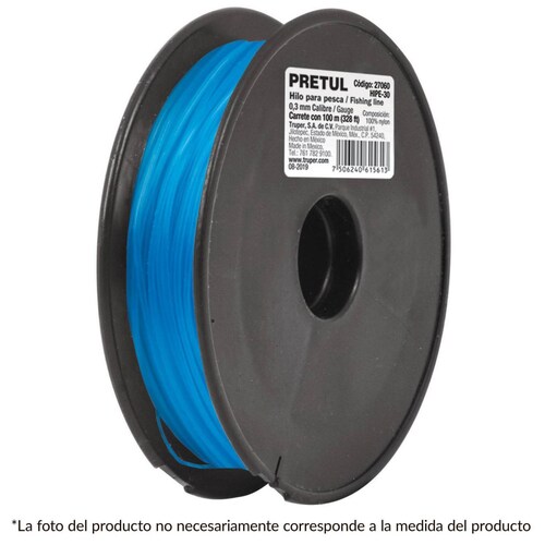 Hilo para pesca, rollo 100m, calibre 0.60mm, azul Pretul 
