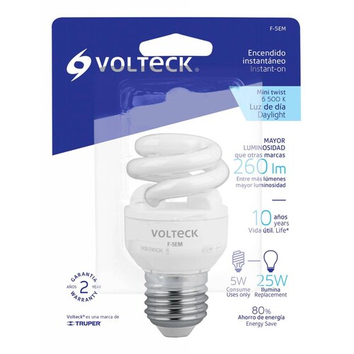 Foco 5 W Espiral Mini T2 Volteck 