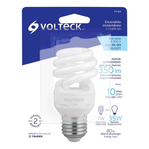 Foco 7 W Espiral Mini T2 Volteck 
