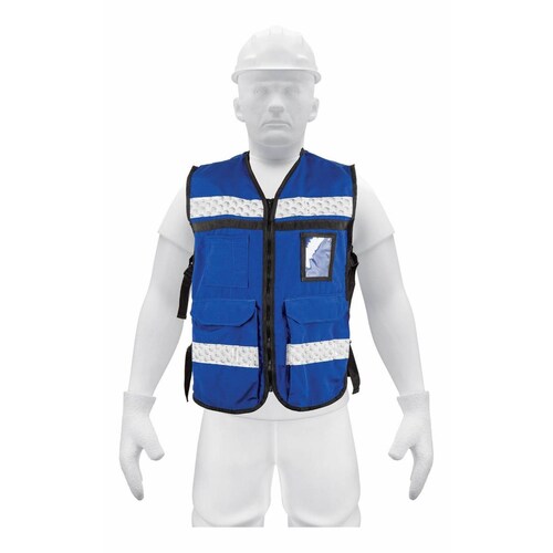 Chaleco Brigadista Con Cintas Reflejantes Azul Rey 