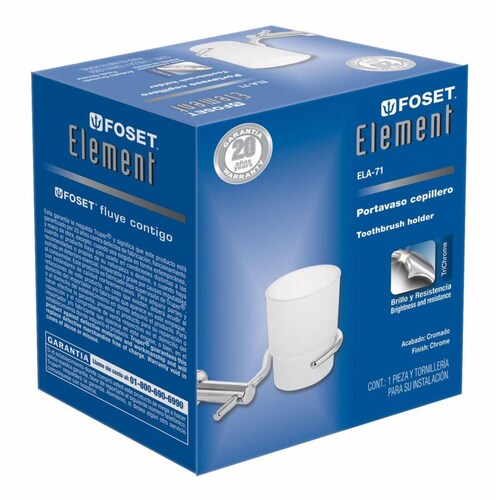 Portavaso Cepillero Cromado Línea Element Foset 