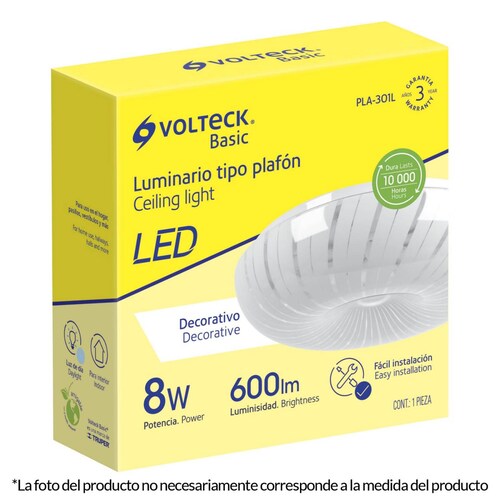 Plafón redondo, decorativo, 15W, 6500K, LED Volteck 