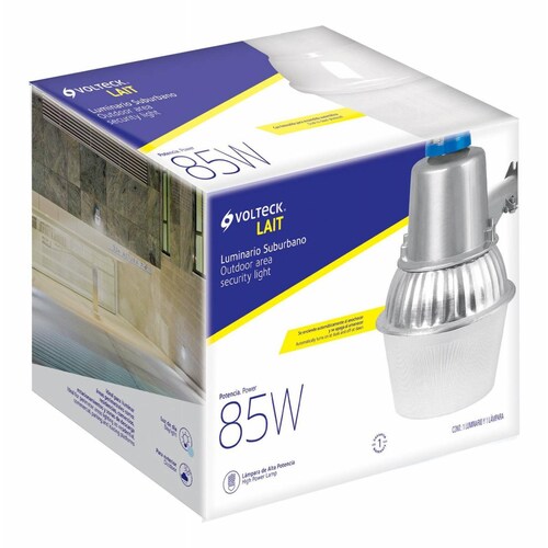 Luminario suburbano metálico 85 W sensor de luz, con lámpara 